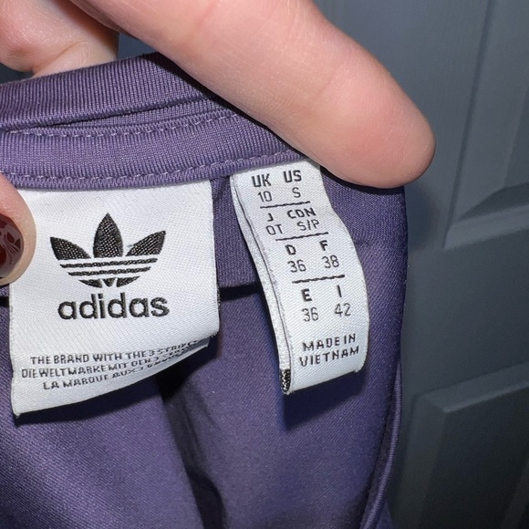 Adidas Women’s Small Originals Cropped Tee Short Sleeve Crop Top S Purple Logo - Picture 7 of 16